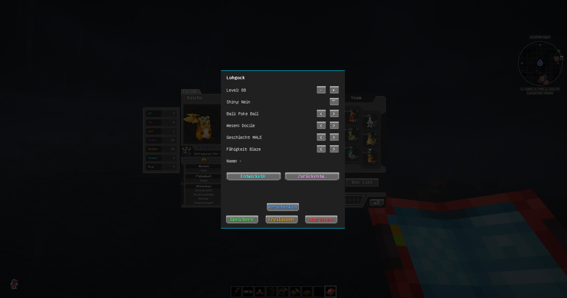 AdminOp edit dialog for a Pokémon