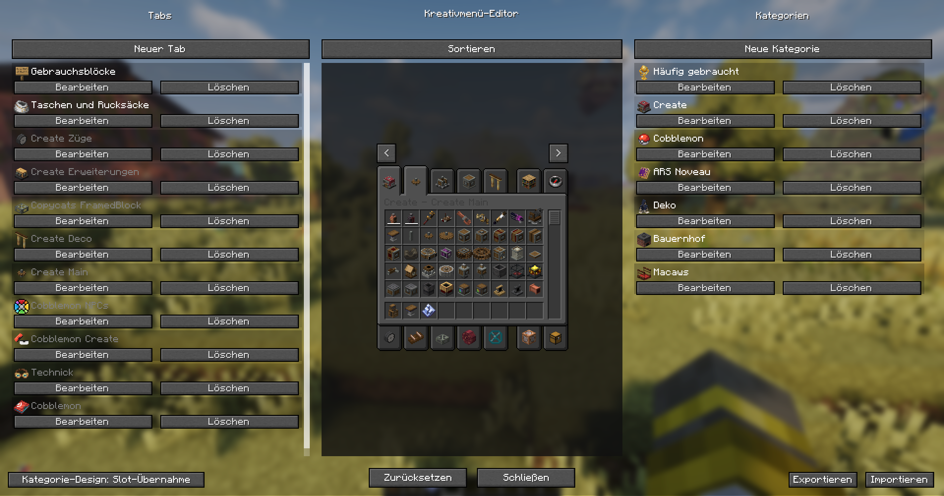 Creative menu editor home screen