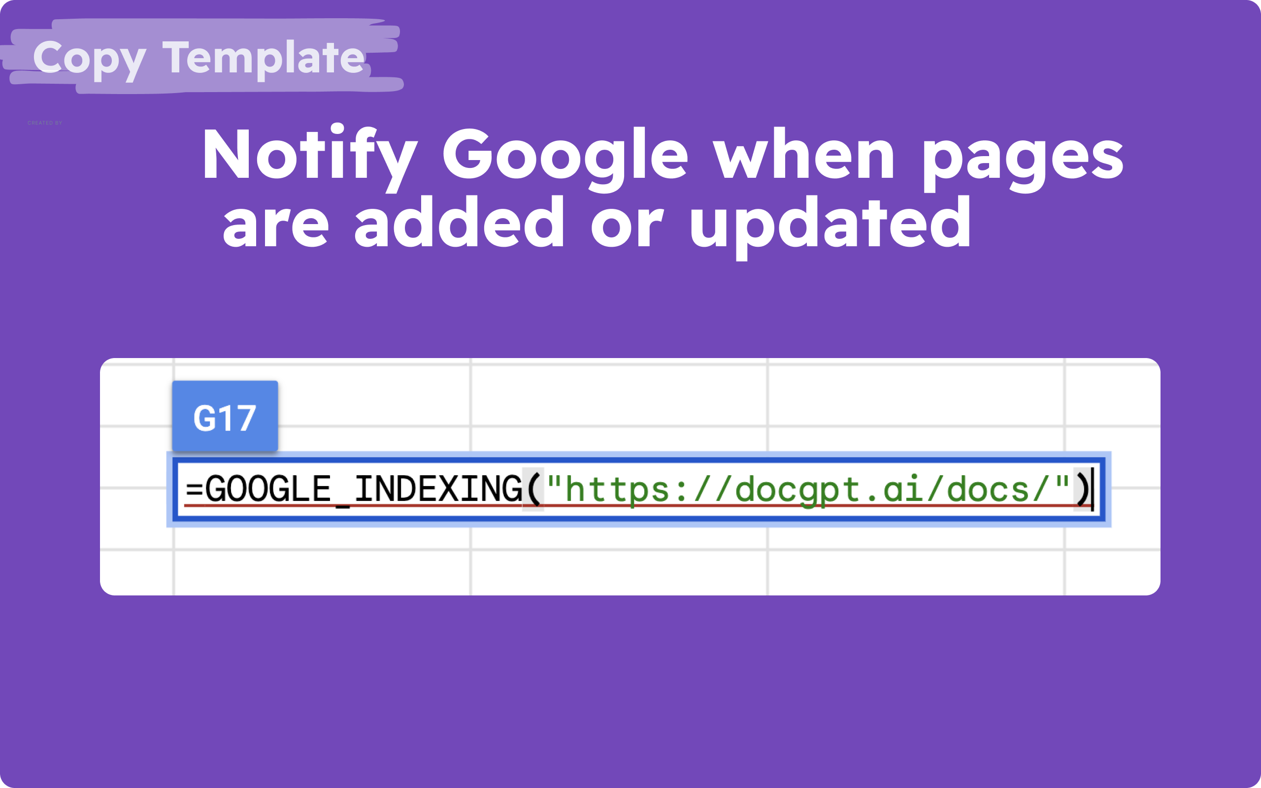 gpt for sheets | google indexing from google sheets