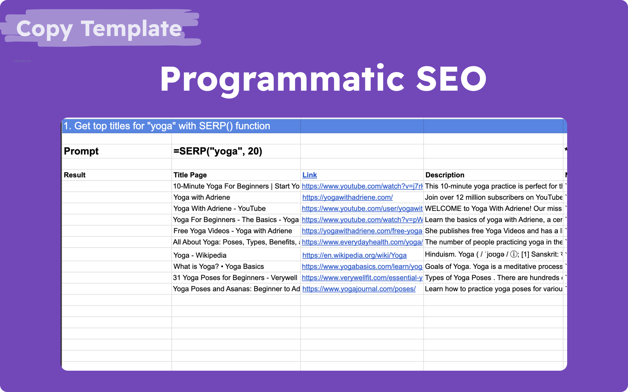 GPT for Sheets - Template for Programmatic SEO