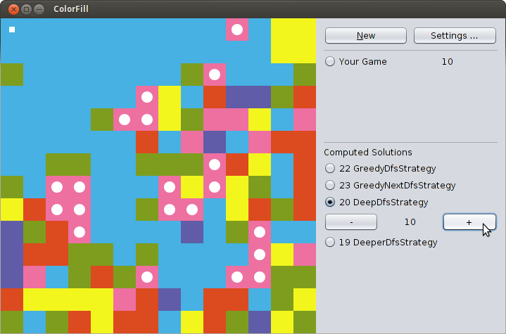 screenshot of a 14x14 solver solution being shown