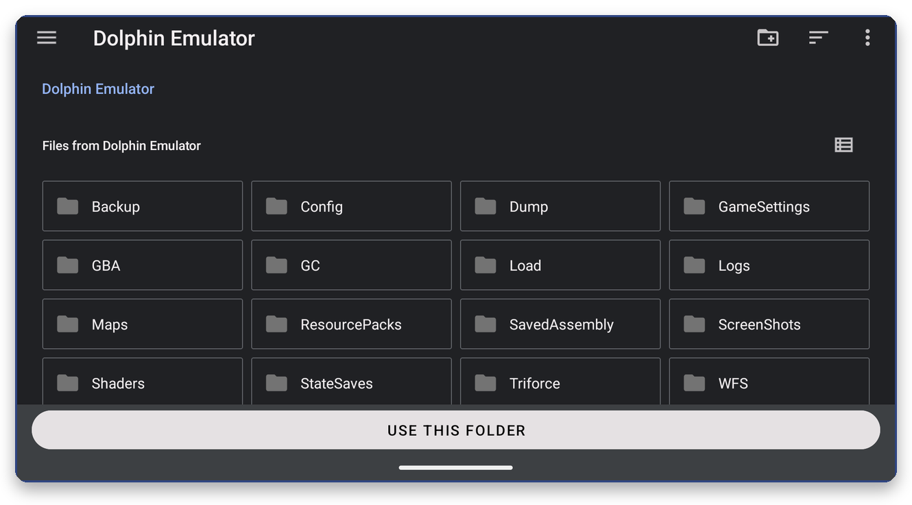 Dolphin's own entry in the picker, showing the GC folder