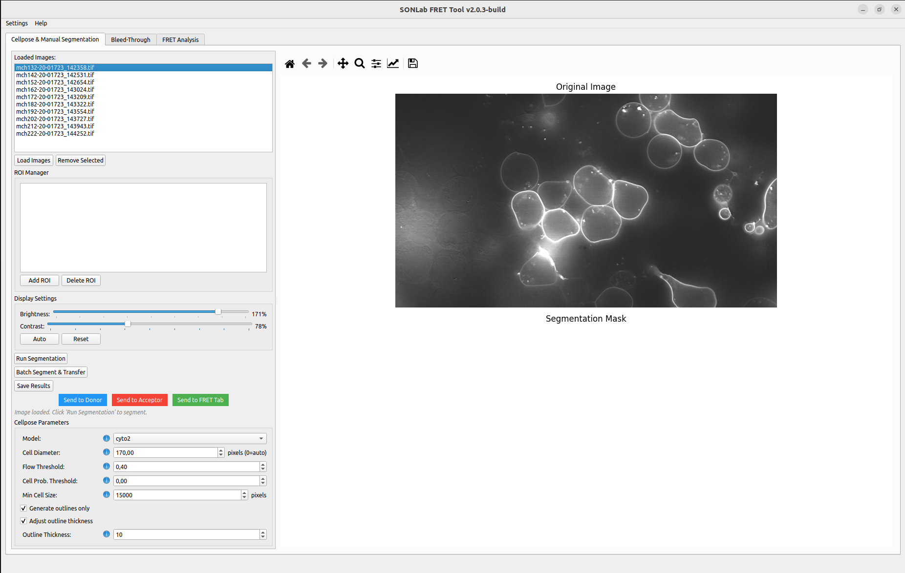 The Segmentation tab with an image loaded