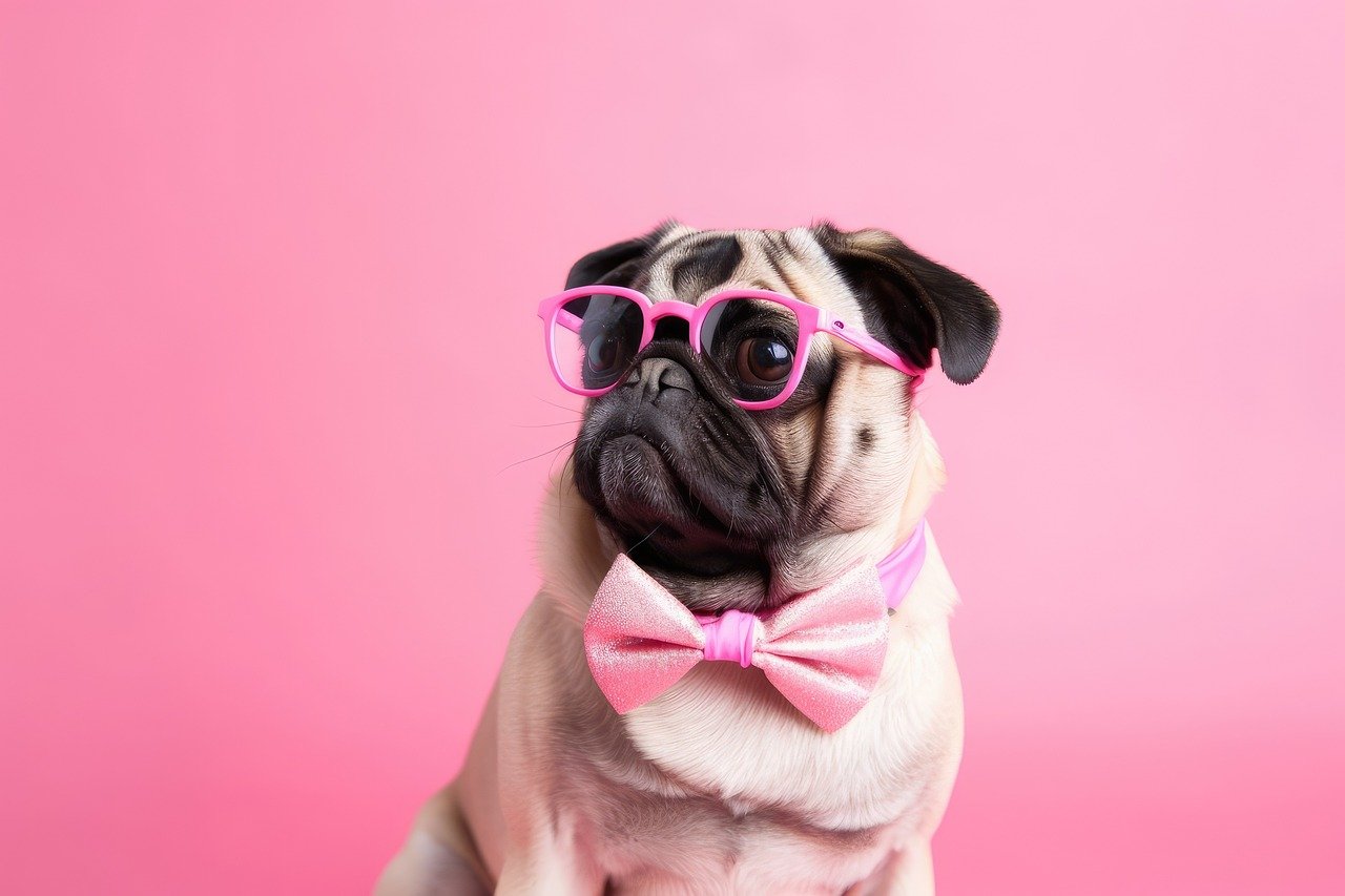 a pug wearing cool glasses