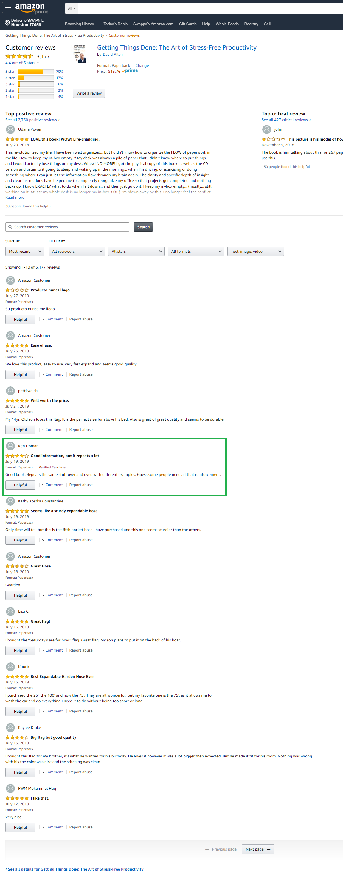 Recent reviews as of 07/27 morning