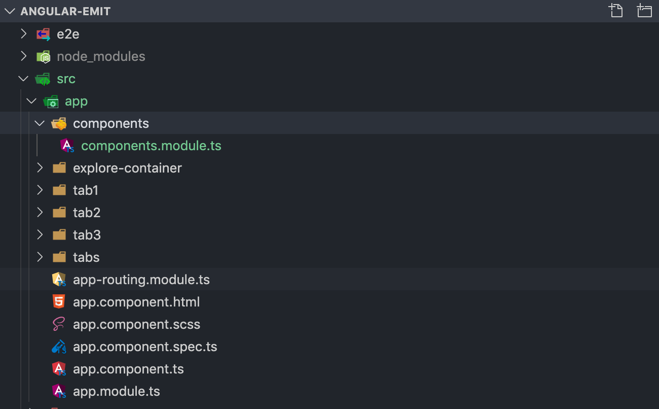 Ionic Angular project shared components structure