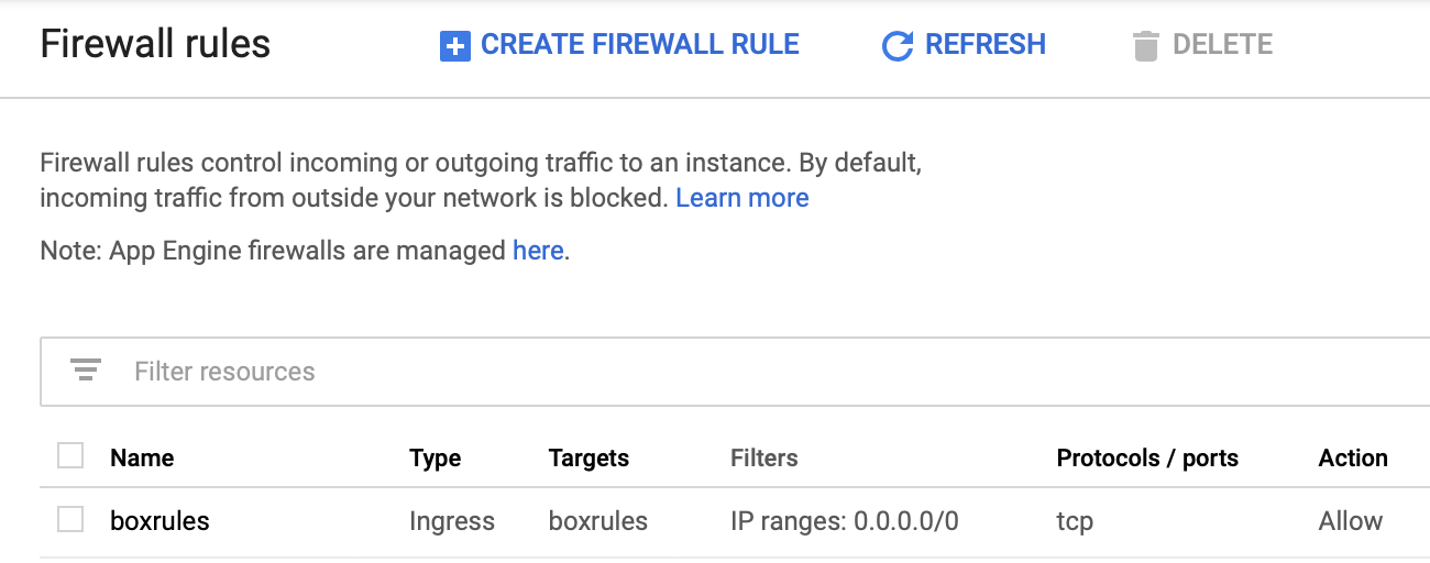 Google Cloud Firewall Setting