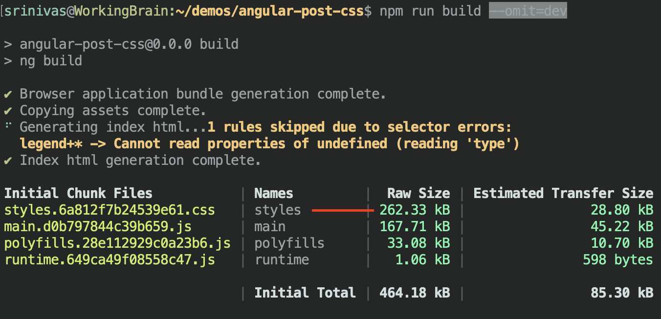 Angular Removing Unused CSS and Obfuscate JavaScript