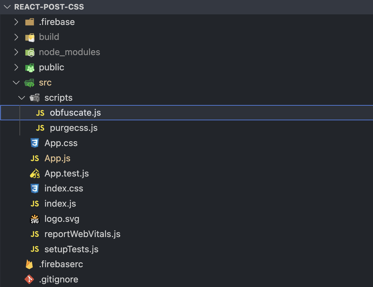 React Removing Unused CSS and Obfuscate JavaScript in Post Build Process