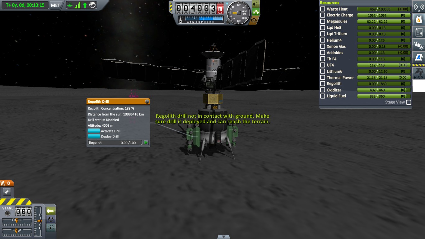 Image of a regolith drill extend-me notification