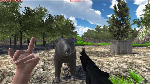 screenshot, giving the bear the finger