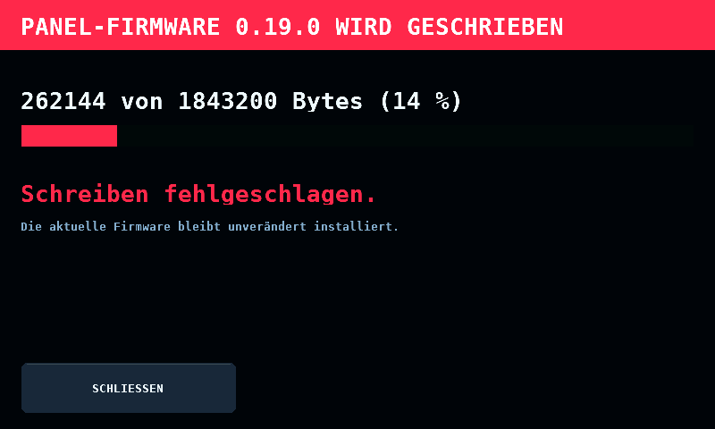Das Schreiben schlug fehl
