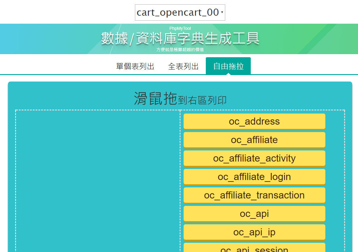 opencart v2.3.0.2的131張資料表數據字典