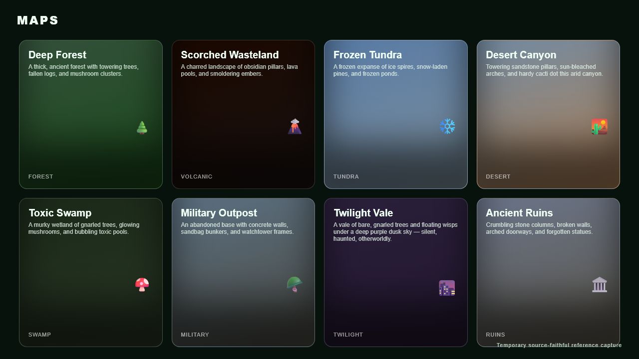 All eight selectable maps