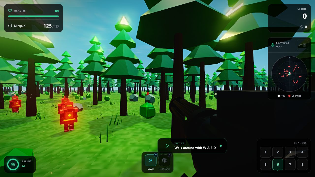 Minigun in the live tutorial