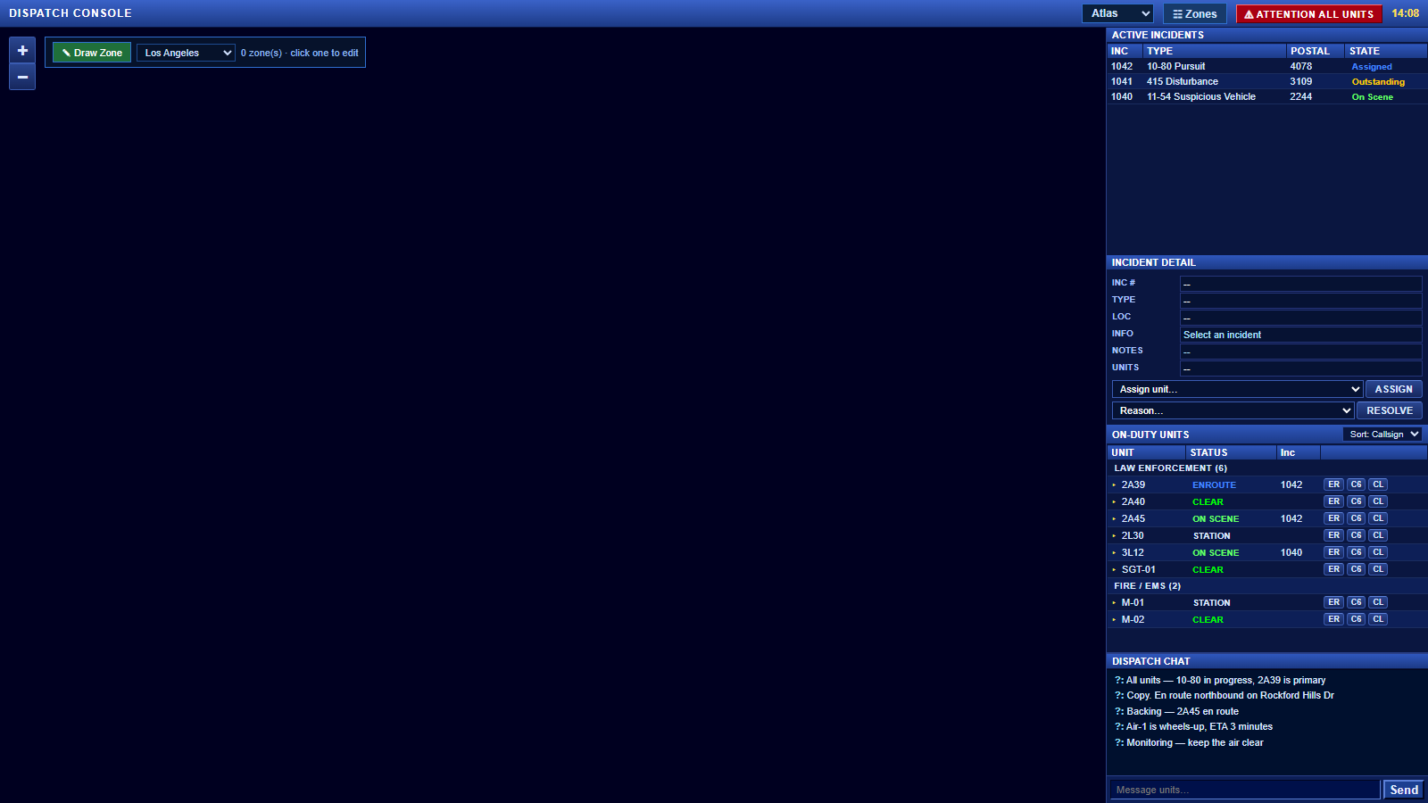 Empty dispatch console
