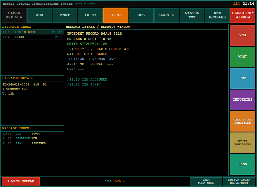 The LASD CAD / PCMS terminal
