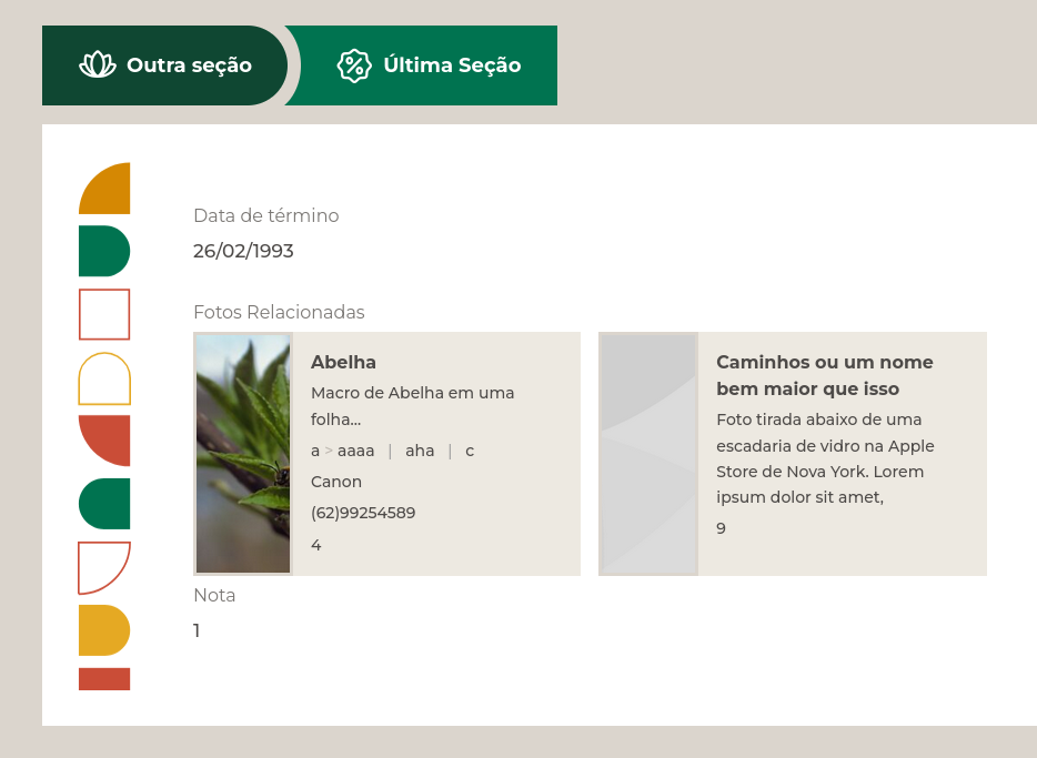 Captura de tela da faixa de imagens da aba.