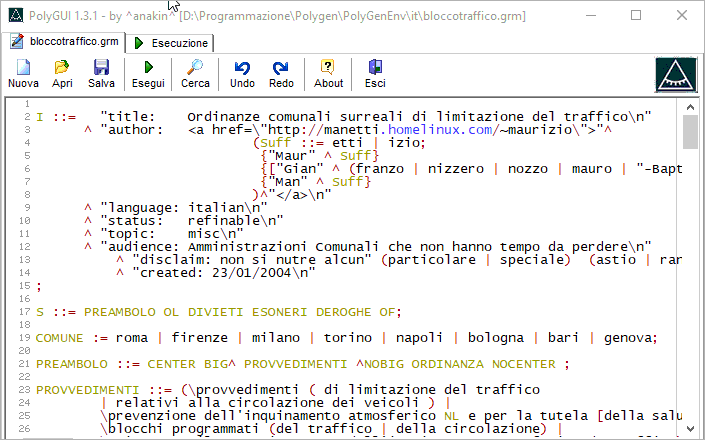 Screenshot di PolyGUI in azione PolyGUI Screenshot
