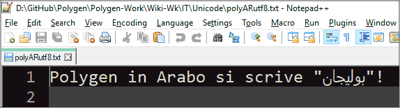 Anteprima dell'output di polyARhtml in Notepad++ screenshot di polyARutf8