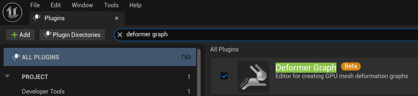 Enable the Deformer Graph plugin