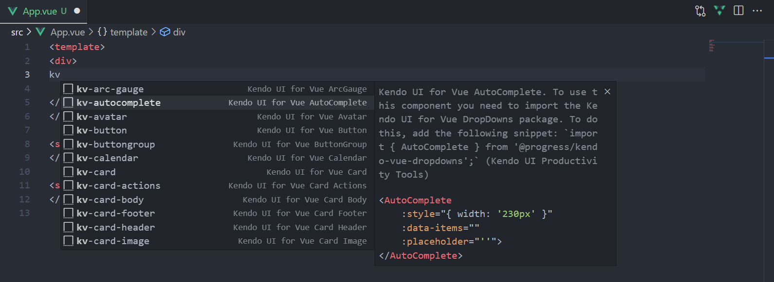 Kendo UI for Vue Code Snippets