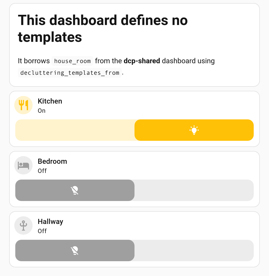 A dashboard rendering borrowed templates