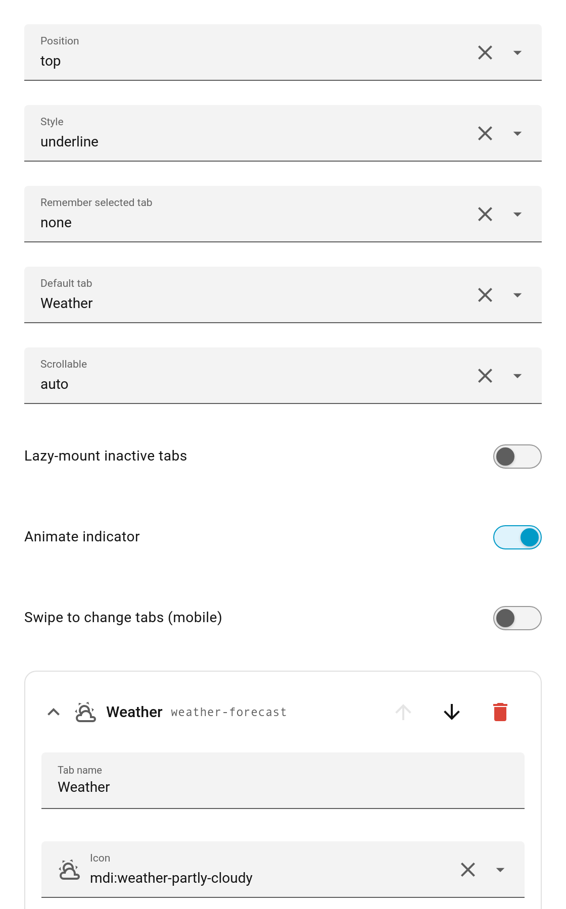 Editor — expanded tab block