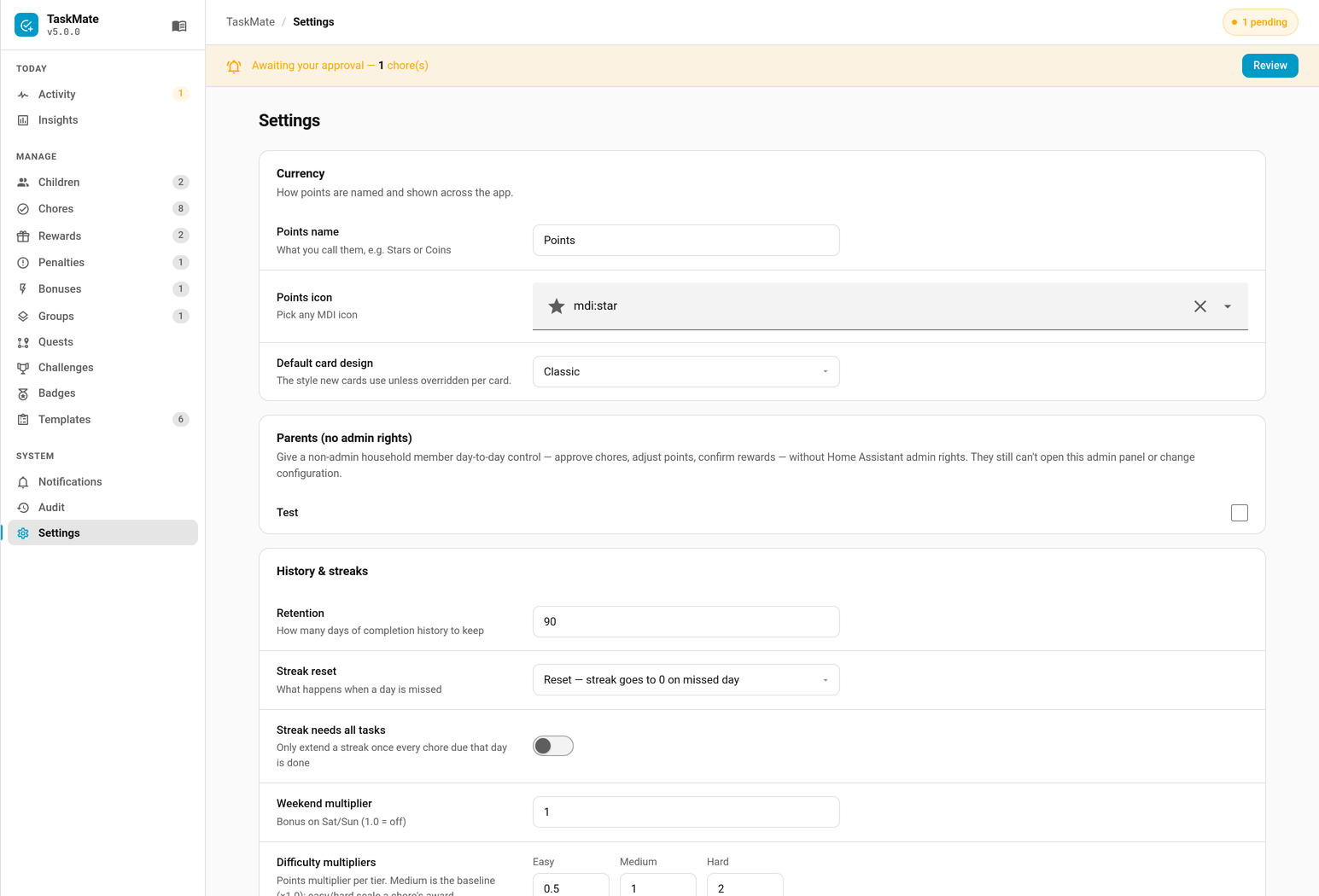 Read-aloud templates in Settings