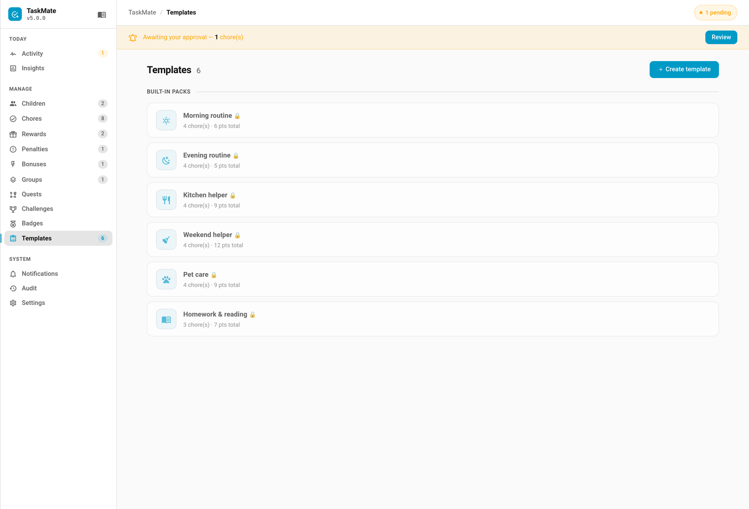 The Templates tab