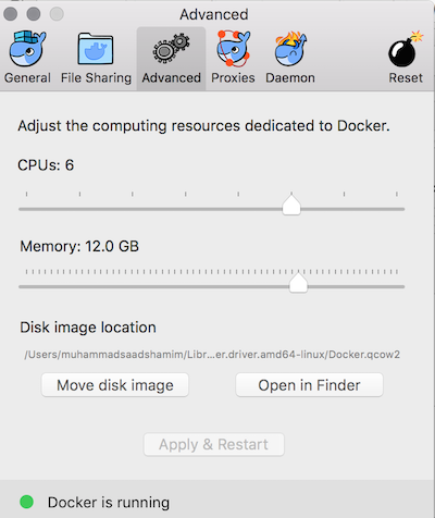 Docker preferences