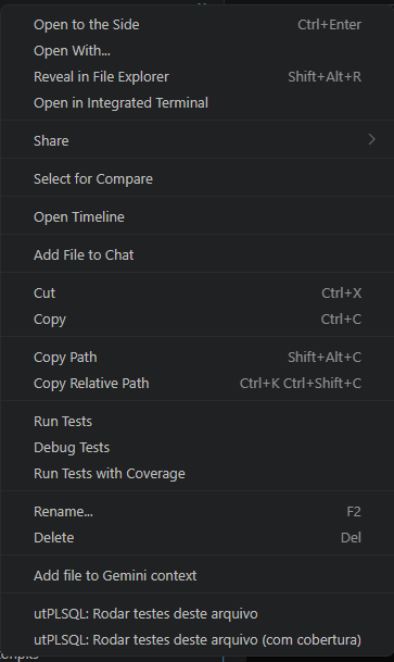 Context menu on .pks file