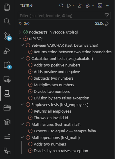 Test Explorer with expanded suites