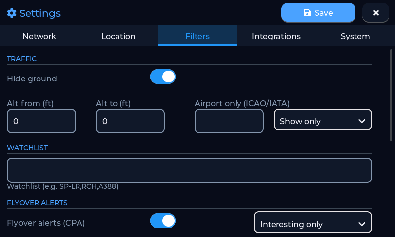 filters tab