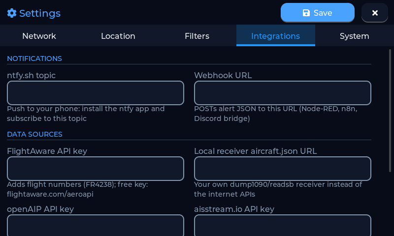 integrations tab
