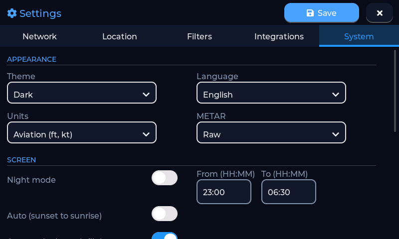 system tab