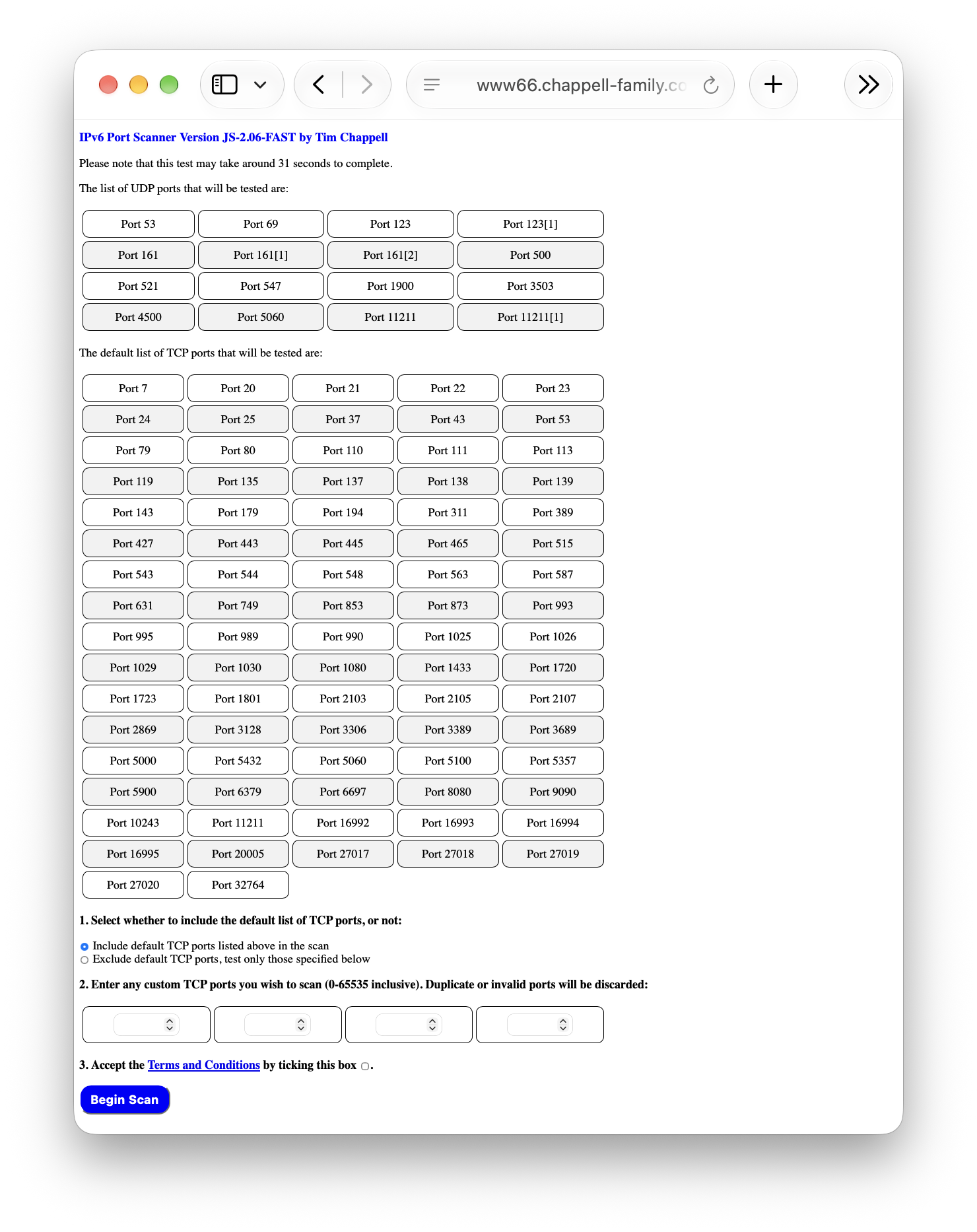 IPscan initiation page