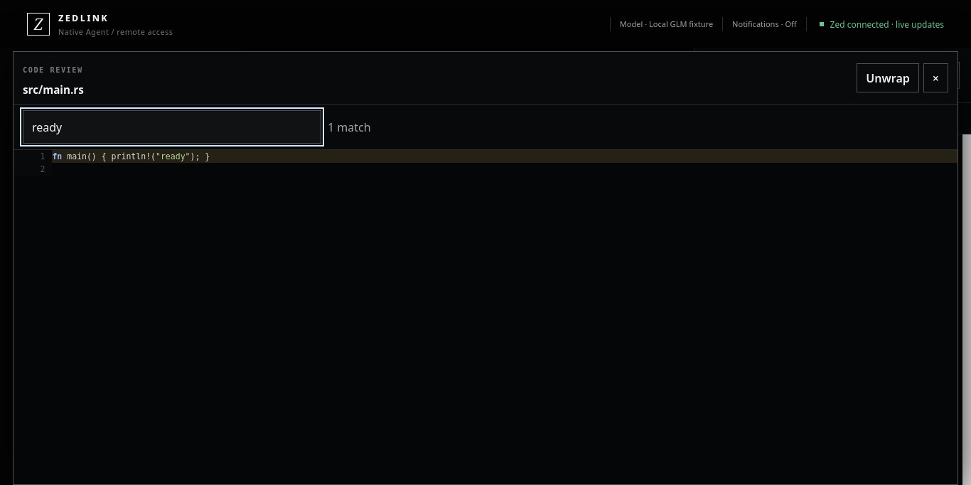 ZedLink code review with synthetic changes