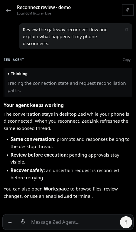 ZedLink mobile conversation view