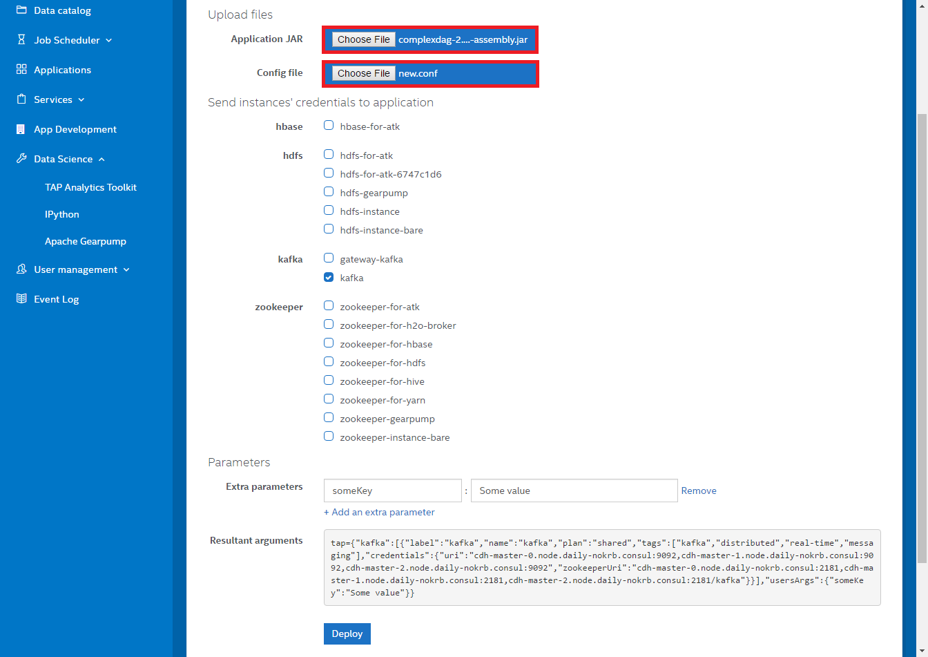 Create Apache Gearpump instance on TAP