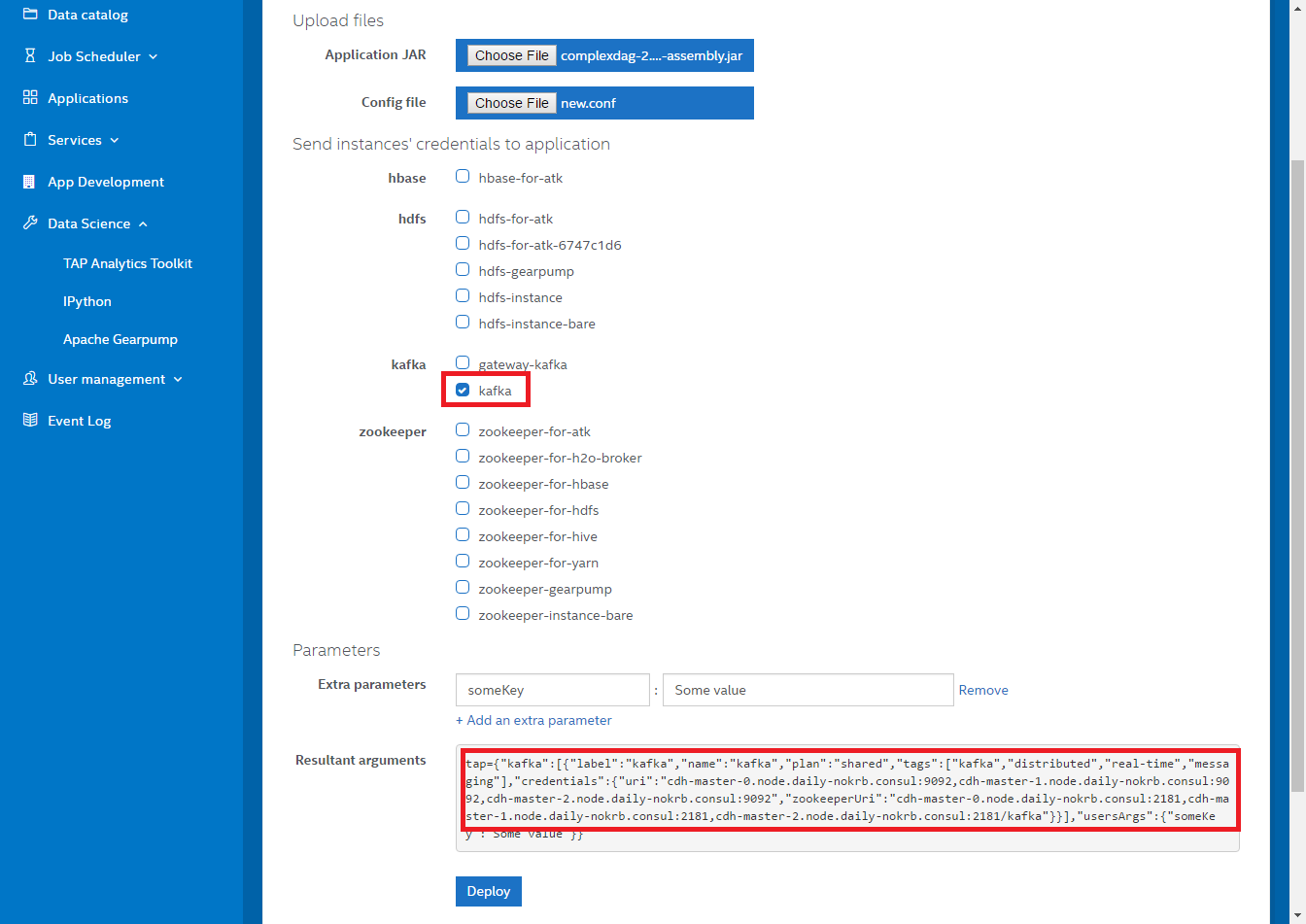 Create Apache Gearpump instance on TAP