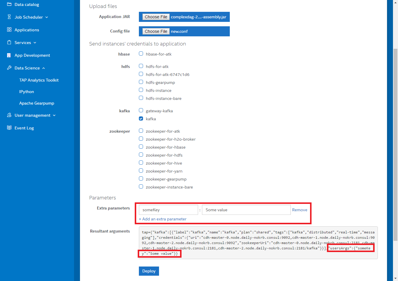 Create Apache Gearpump instance on TAP