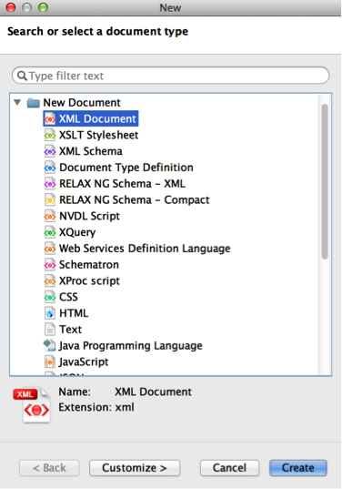 Nuevo documento XML
