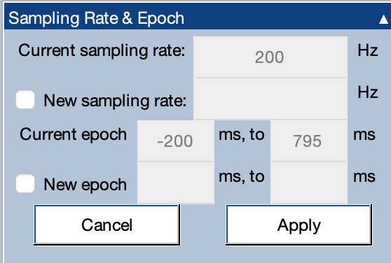 Sampling Rate and Epoch