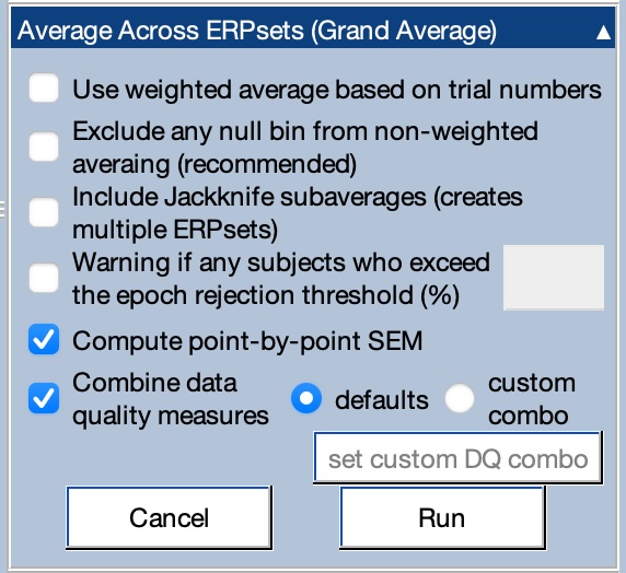 Average Across ERPsets