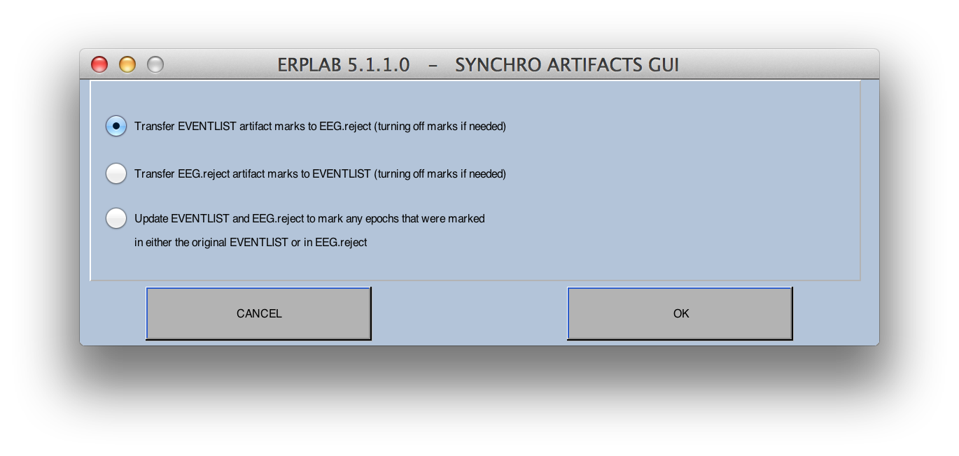 Synch Artifacts GUI