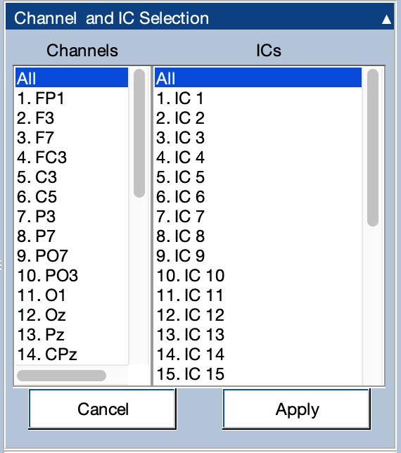 Channel and IC Selection Panel