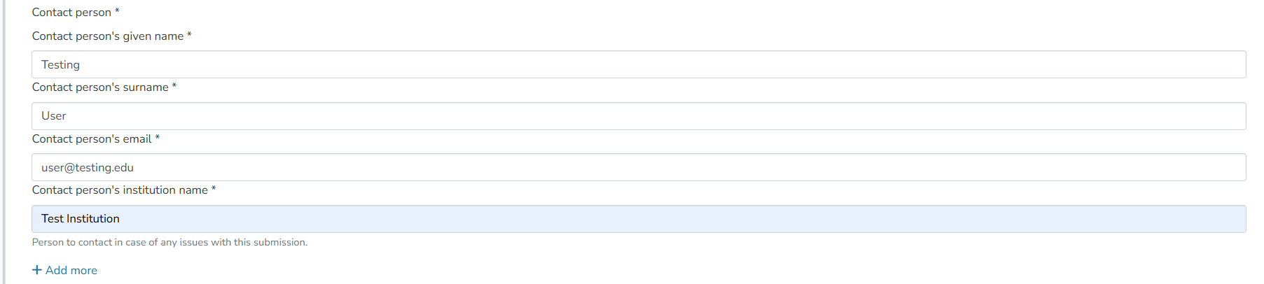 Step 5 - Contact person field