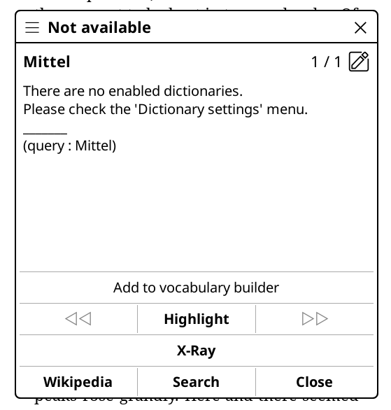 Dictionary Popup
