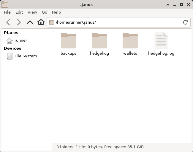 The .janus folder without the wallet file
